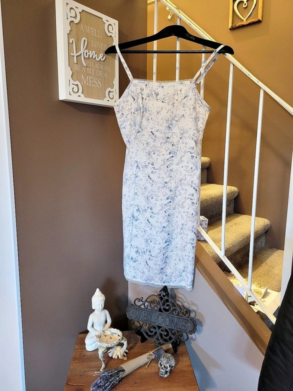Blue & White Floral Mini Dress Like New